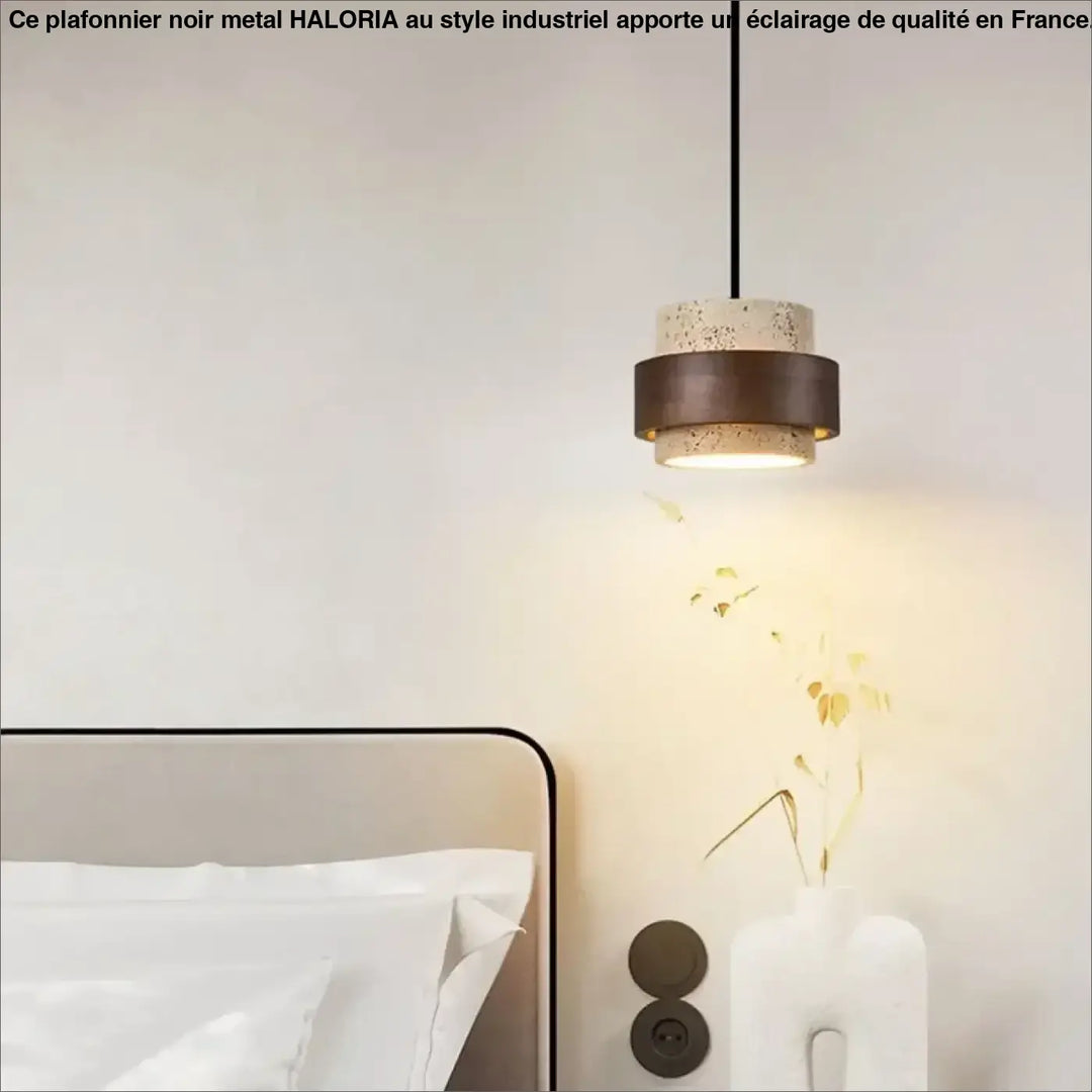 Suspension luminaire en marbre orné de bois massif élégant