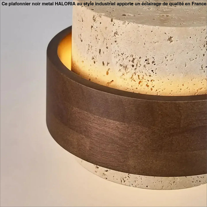 Suspension luminaire en marbre orné de bois massif élégant