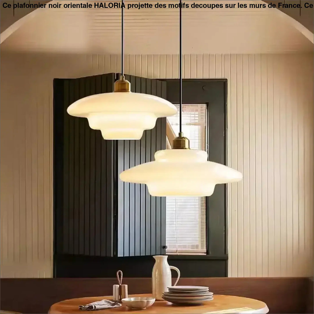 Suspension Verre Opalin Style Scandinave À Étages Rétro

