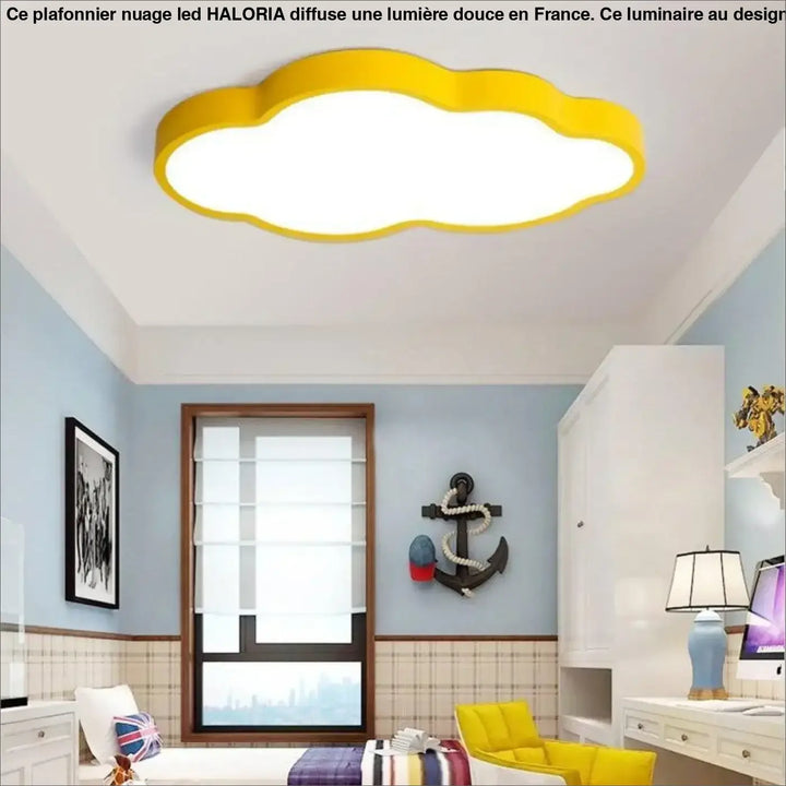 Plafonnier nuage led haloria en forme de nuage jaune pour éclairage décoratif et moderne intérieur