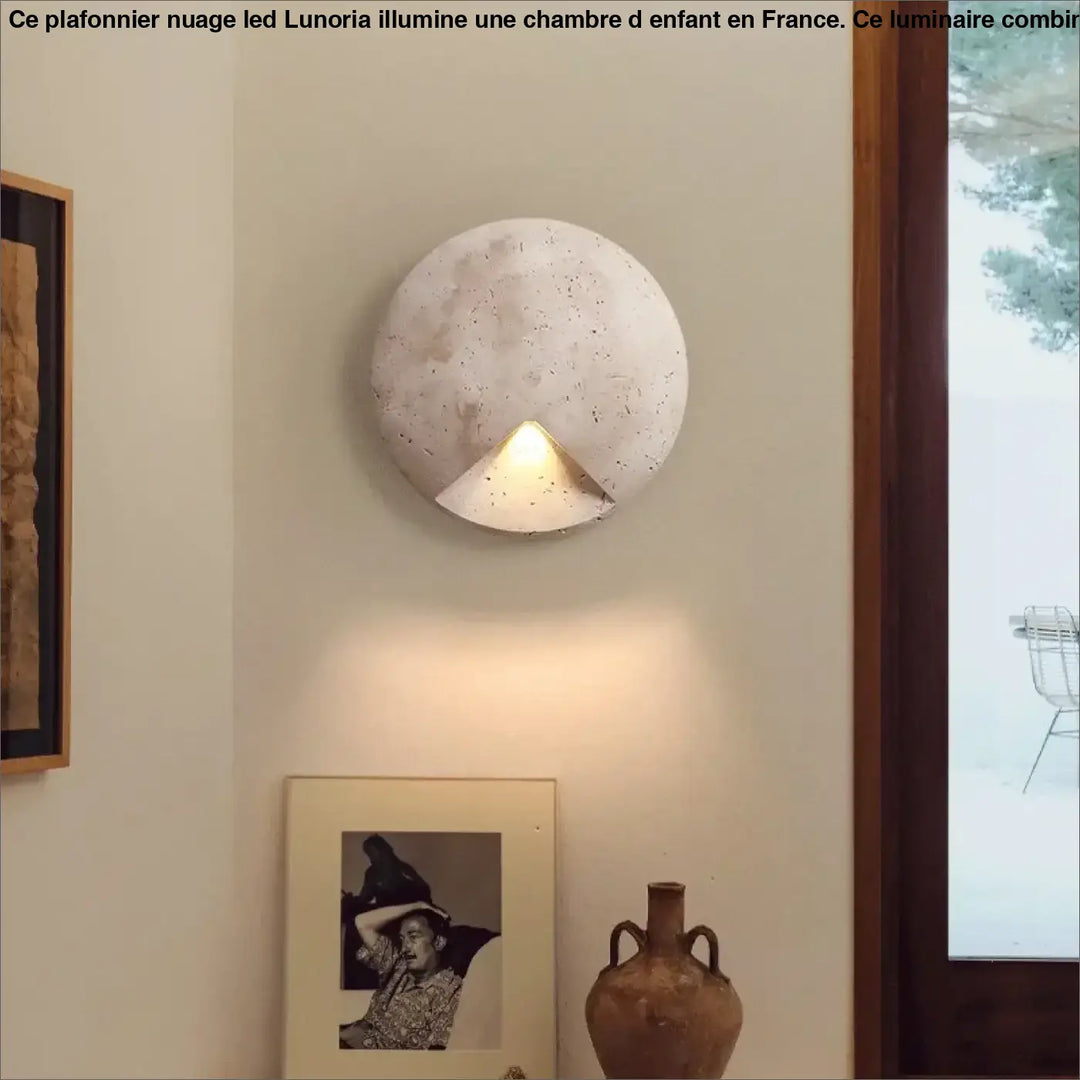 Applique Murale Ronde En Béton Avec Lumière Intégrée


