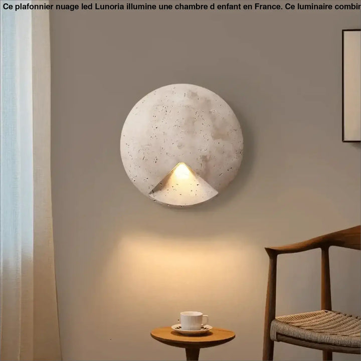 Applique Murale Ronde En Béton Avec Lumière Intégrée

