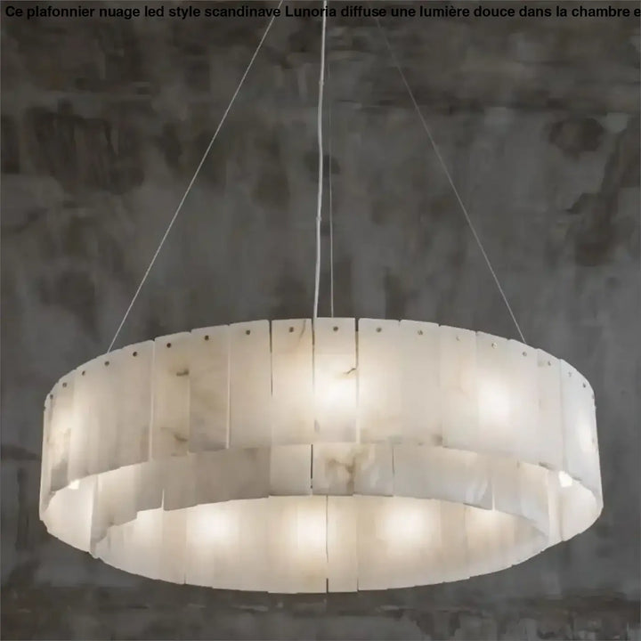 Suspension luminaire circulaire effet marbre suspendu chic

