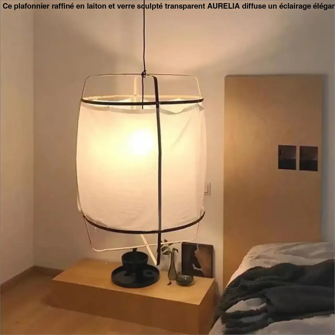 Suspension luminaire au design minimaliste en tissu blanc chic