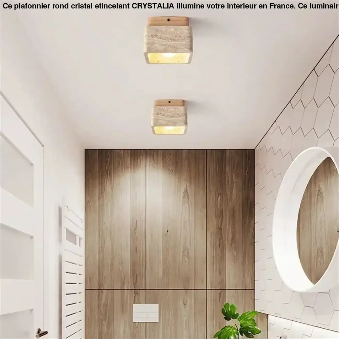 Plafonnier Cube Effet Pierre Naturelle Style Minimaliste