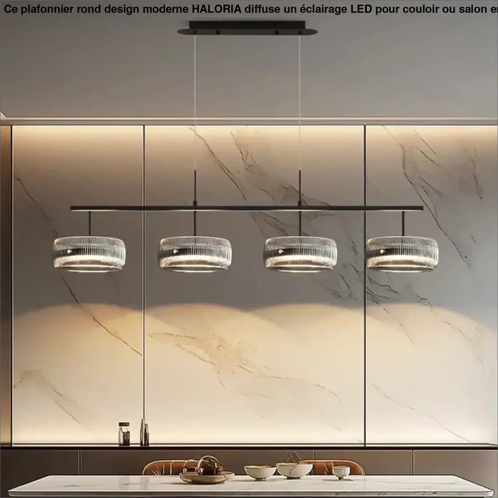 Suspension design moderne noir verre transparent métal