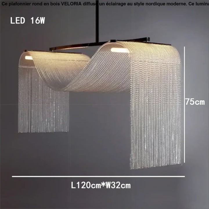 Suspension contemporaine à rideaux métalliques style élégant