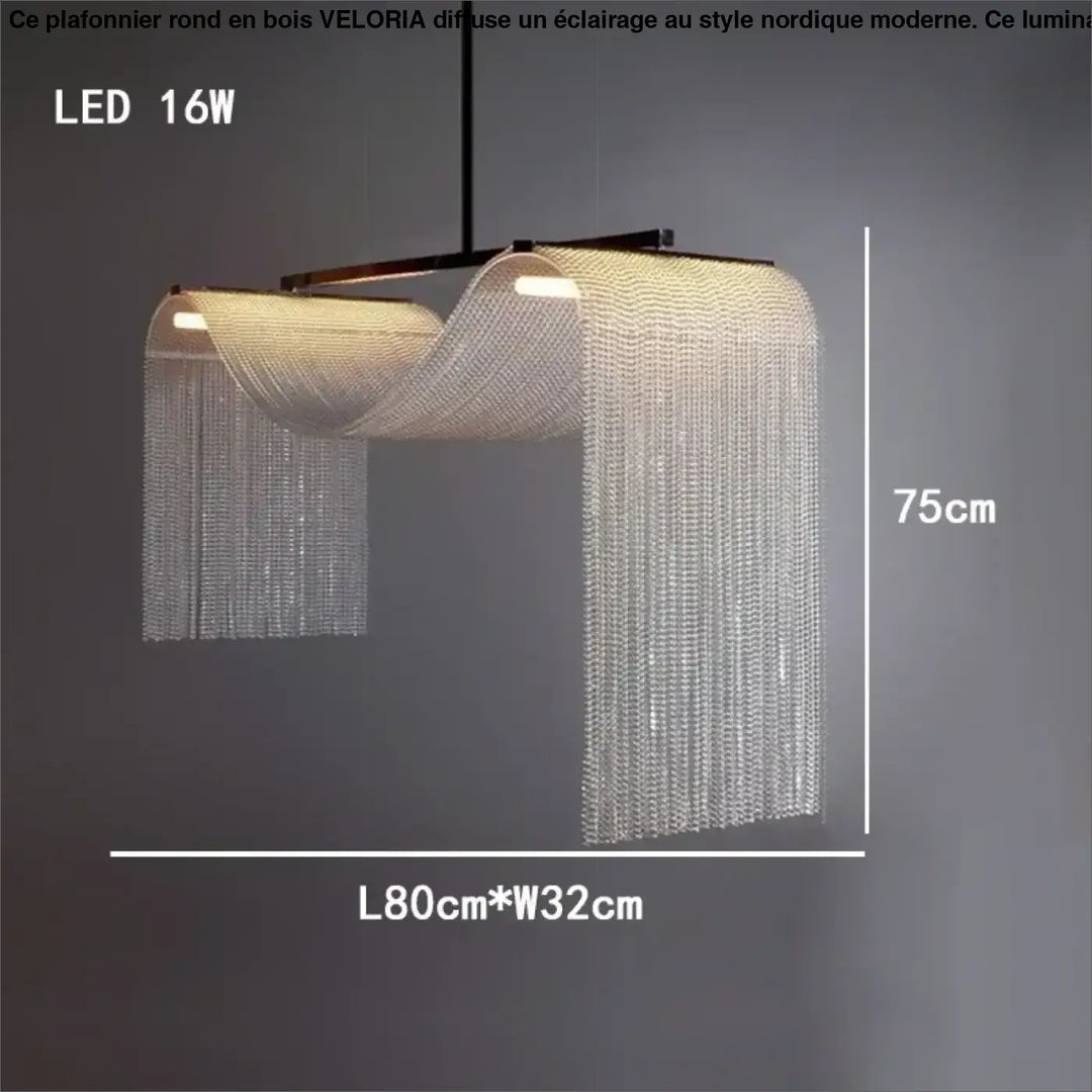 Suspension contemporaine à rideaux métalliques style élégant