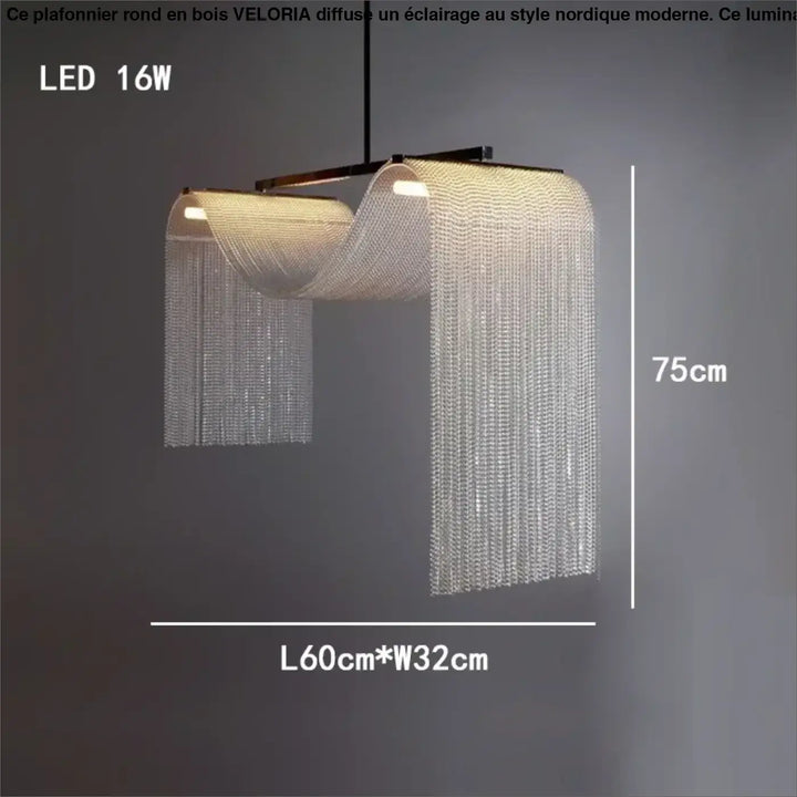 Suspension contemporaine à rideaux métalliques style élégant