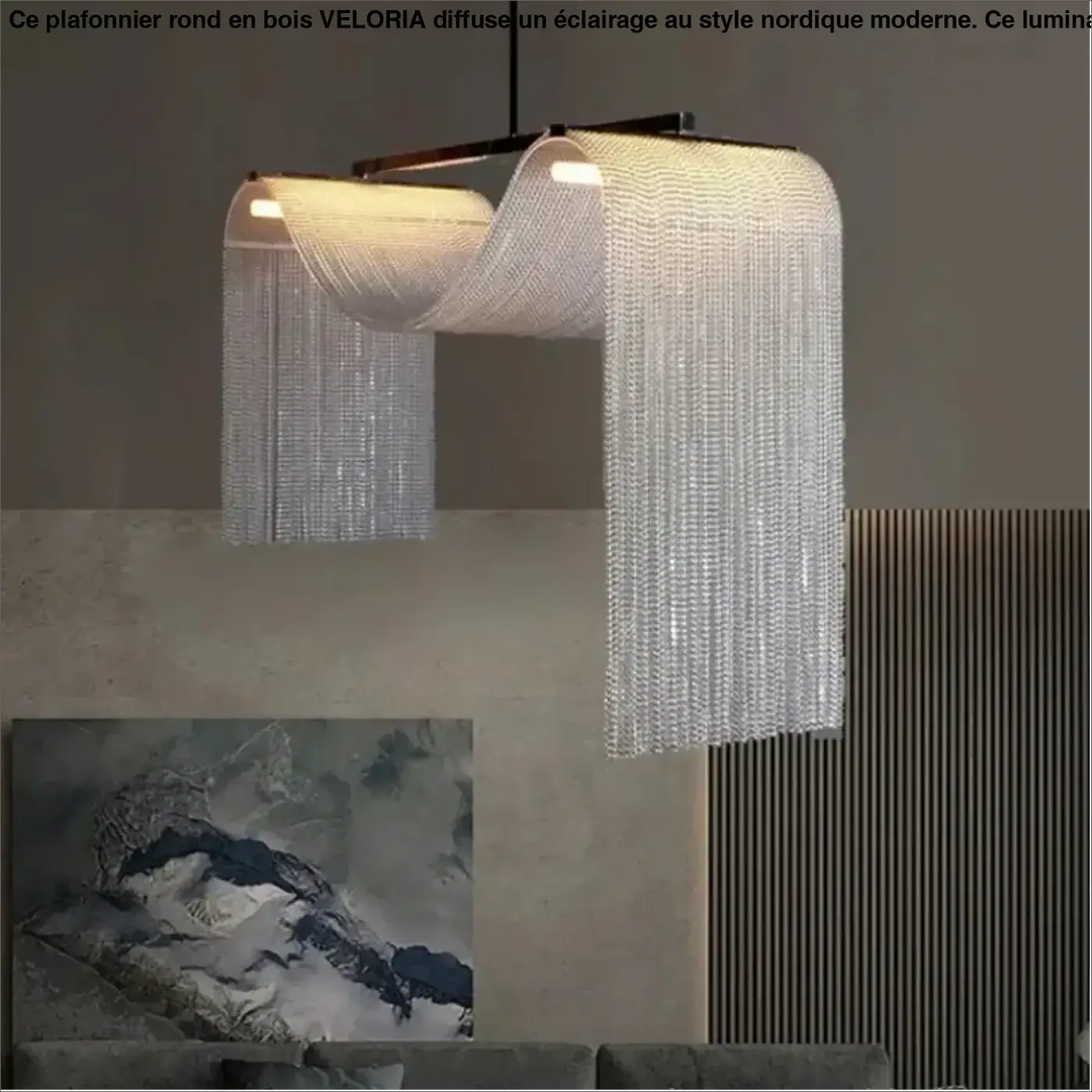 Suspension contemporaine à rideaux métalliques style élégant