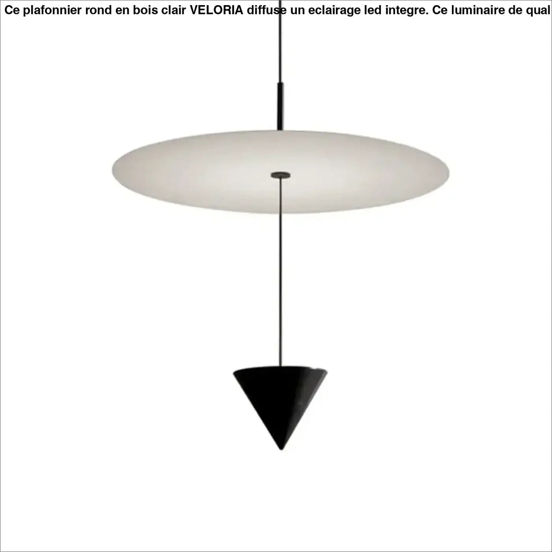 Suspension Minimaliste Avec Cône Noir Et Disque Flottant

