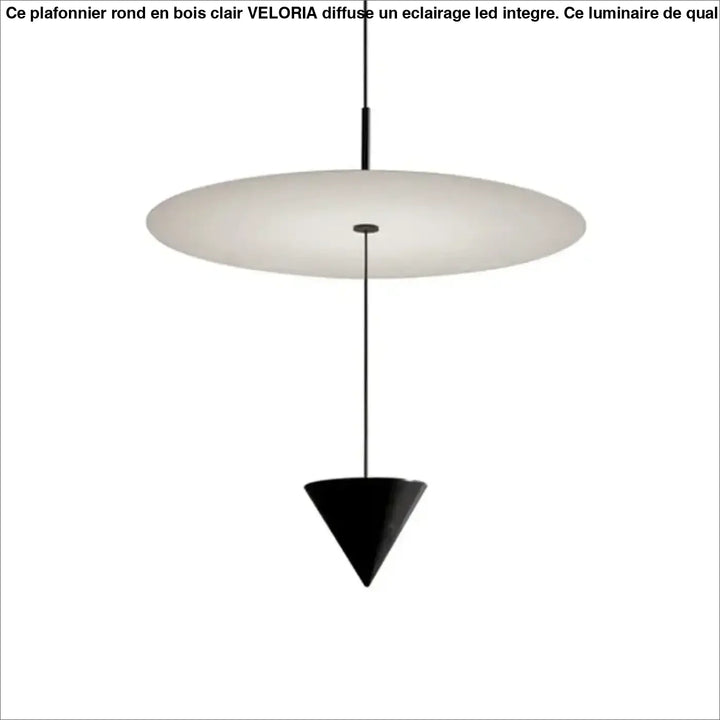 Suspension Minimaliste Avec Cône Noir Et Disque Flottant

