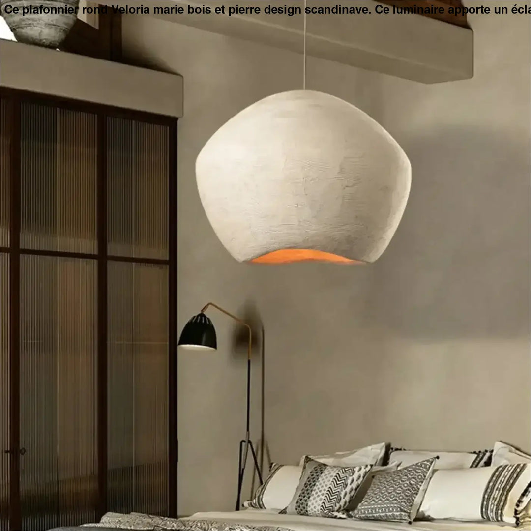 Suspension luminaire moderne en plâtre texturé blanc élégant
