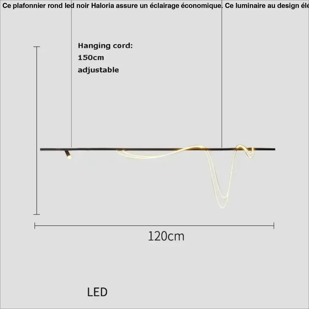 Suspension minimaliste led avec cordon long doré style luxe