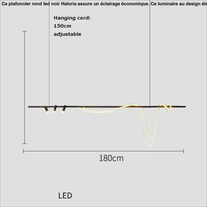 Suspension minimaliste led avec cordon long doré style luxe