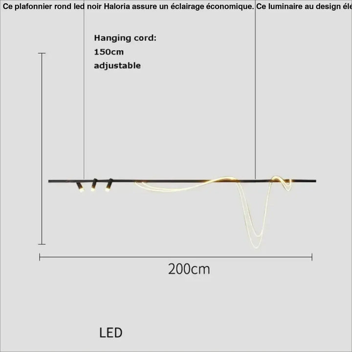 Suspension minimaliste led avec cordon long doré style luxe