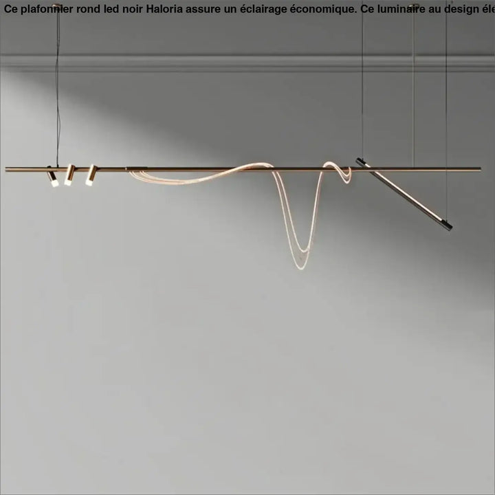 Suspension minimaliste led avec cordon long doré style luxe