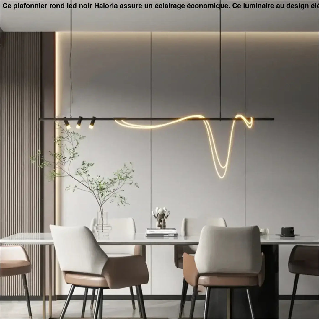 Suspension minimaliste led avec cordon long doré style luxe