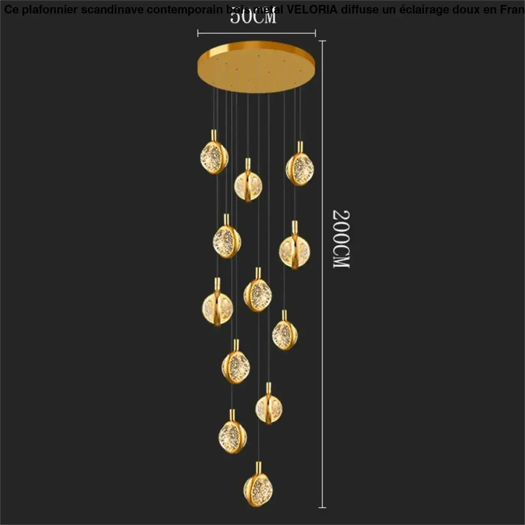 Suspension Cascade Dorée à Disques Cristal Design Luxueux

