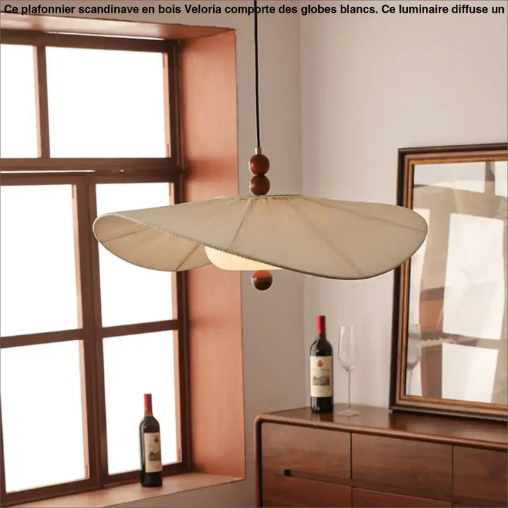 Suspension luminaire en fibre avec design ondulé au style naturel
