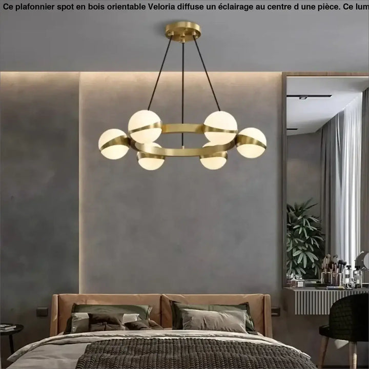 Suspension led anneau laiton moderne salon chic style doré
