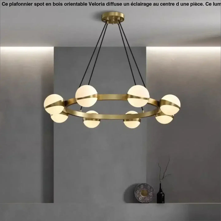 Suspension led anneau laiton moderne salon chic style doré
