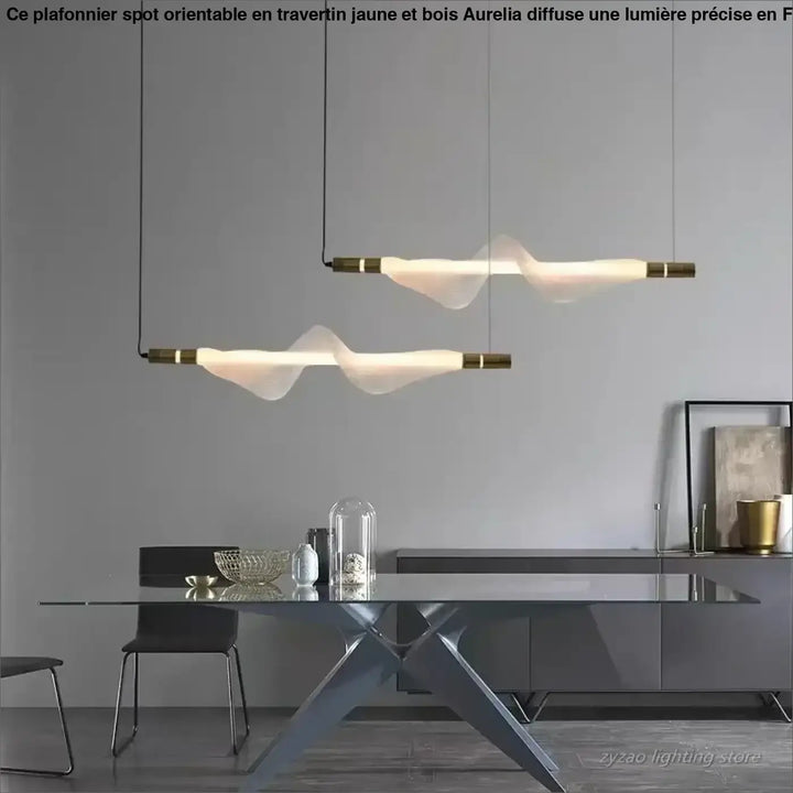 Suspension luminaire moderne design ondulé en verre noir et blanc