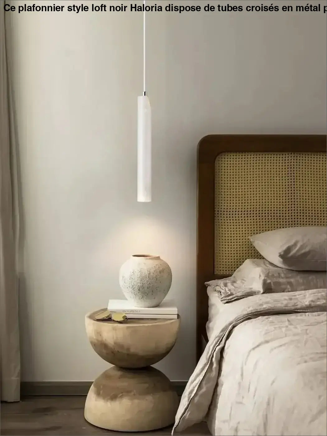 Led Pendant Lamp Long Tube Wood Ceiling Lamp Japan Style Quiet Wind Bedroom Bedside Chandelier Retro Modern travertine