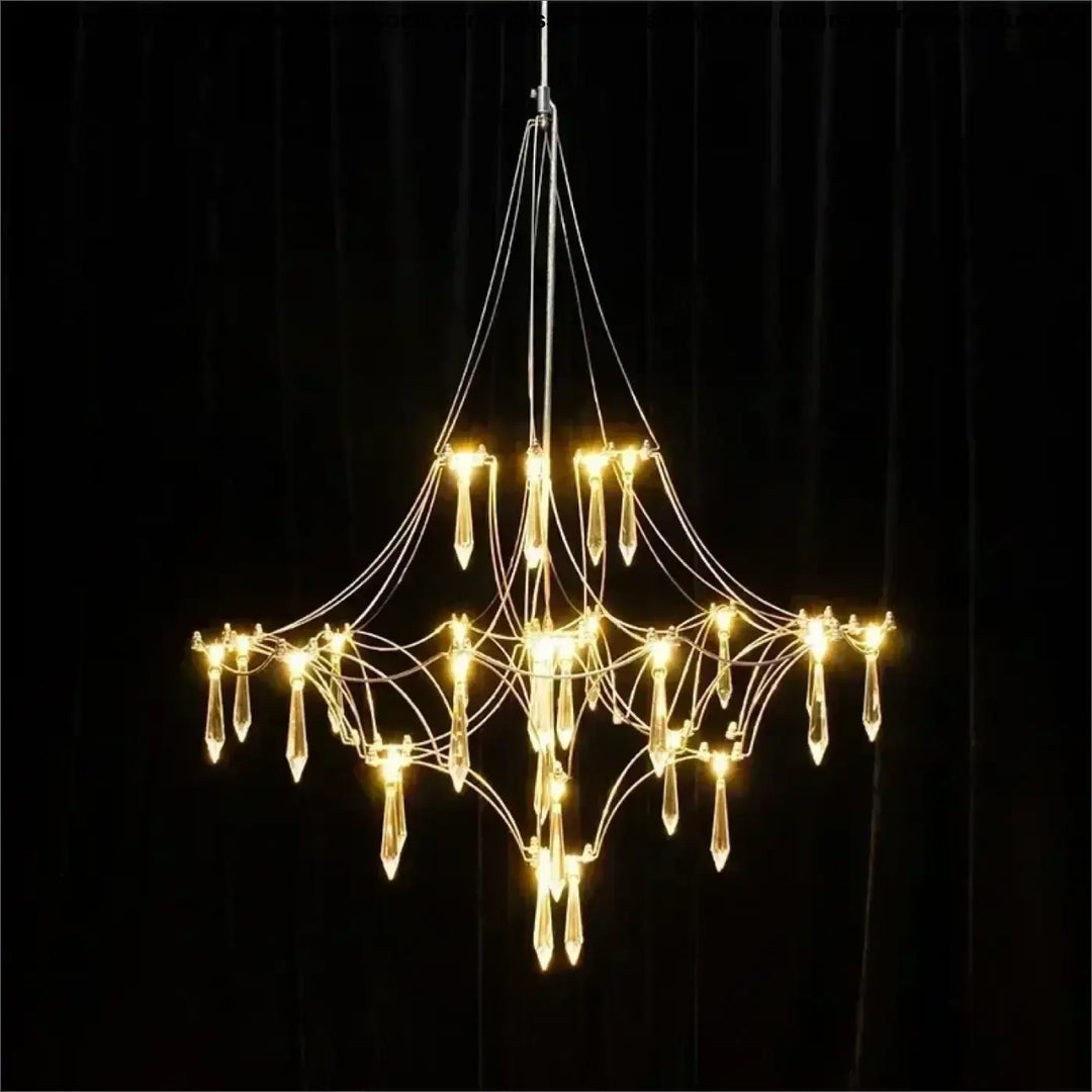 Suspension chrome avec cristaux luminaire design élégant