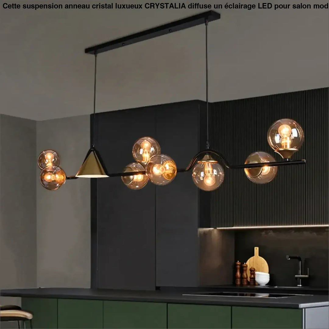 Suspension luminaire originale à boules en verre fumé style élégant