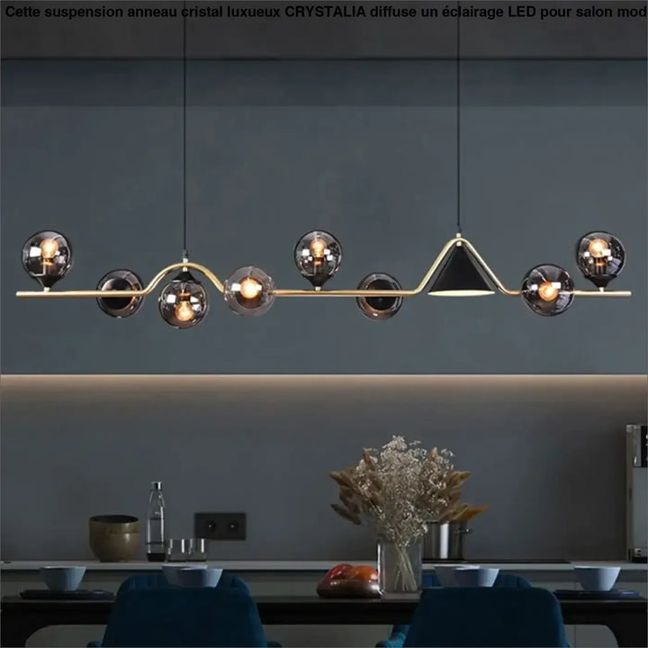 Suspension luminaire originale à boules en verre fumé style élégant