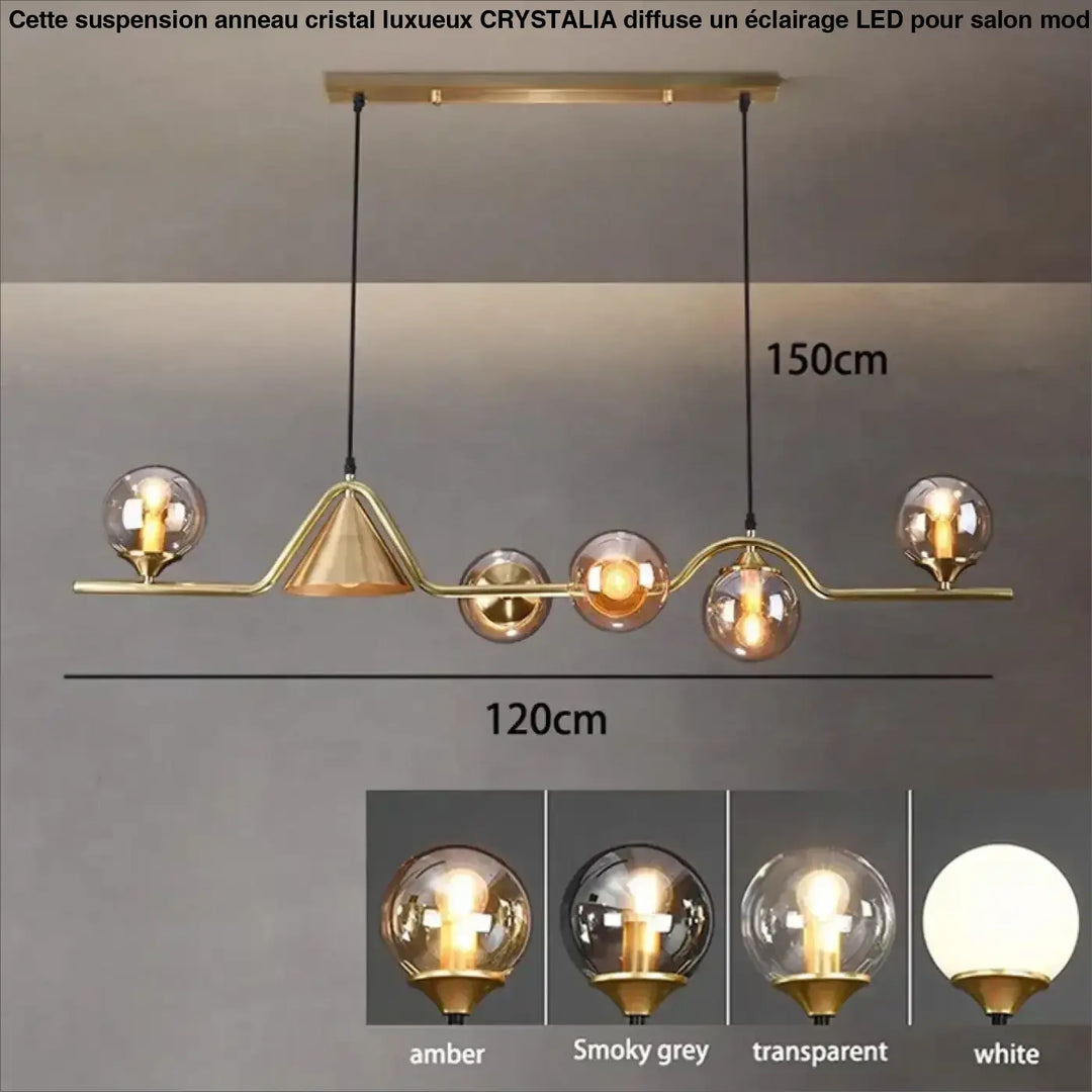 Suspension luminaire originale à boules en verre fumé style élégant