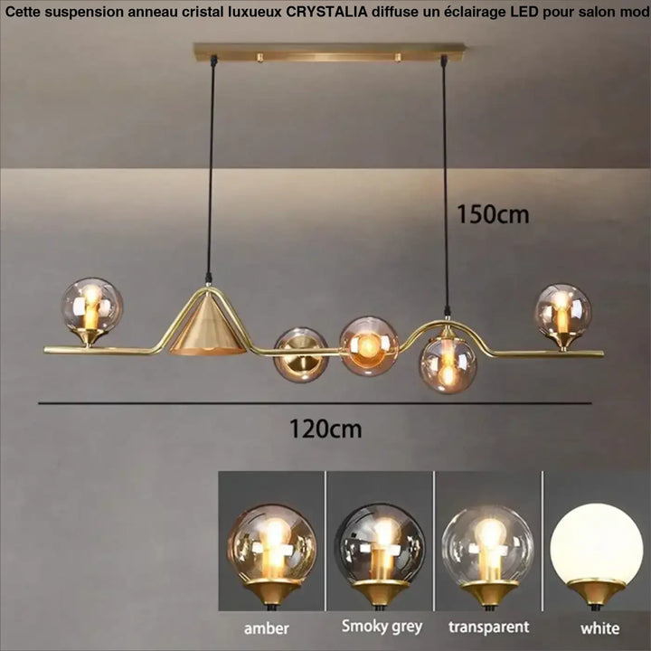 Suspension luminaire originale à boules en verre fumé style élégant