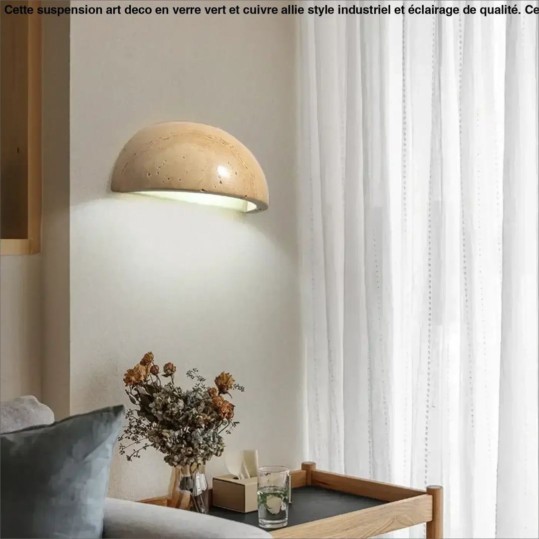 Applique marbre beige forme demi-sphère led style raffiné