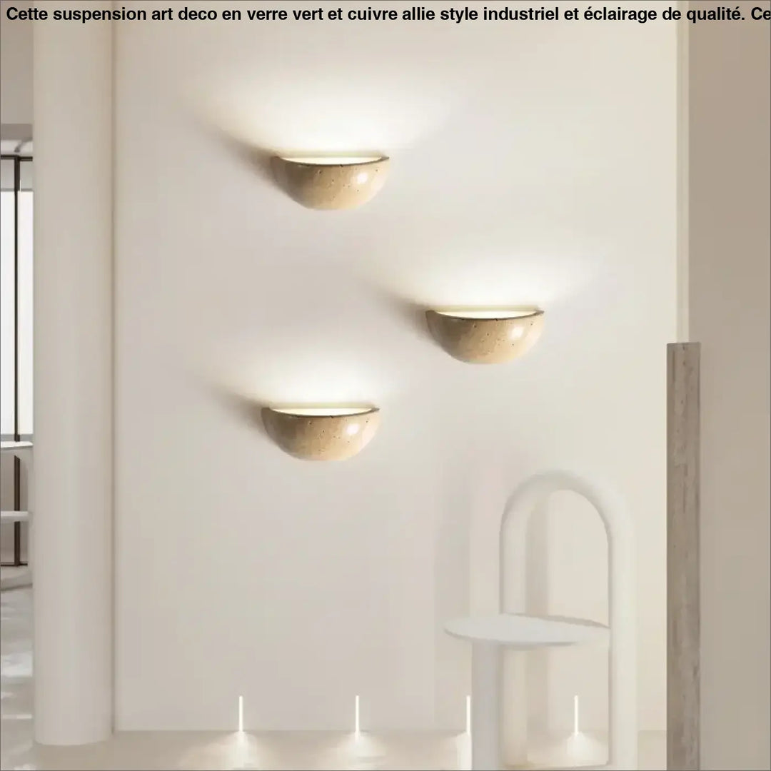 Applique marbre beige forme demi-sphère led style raffiné