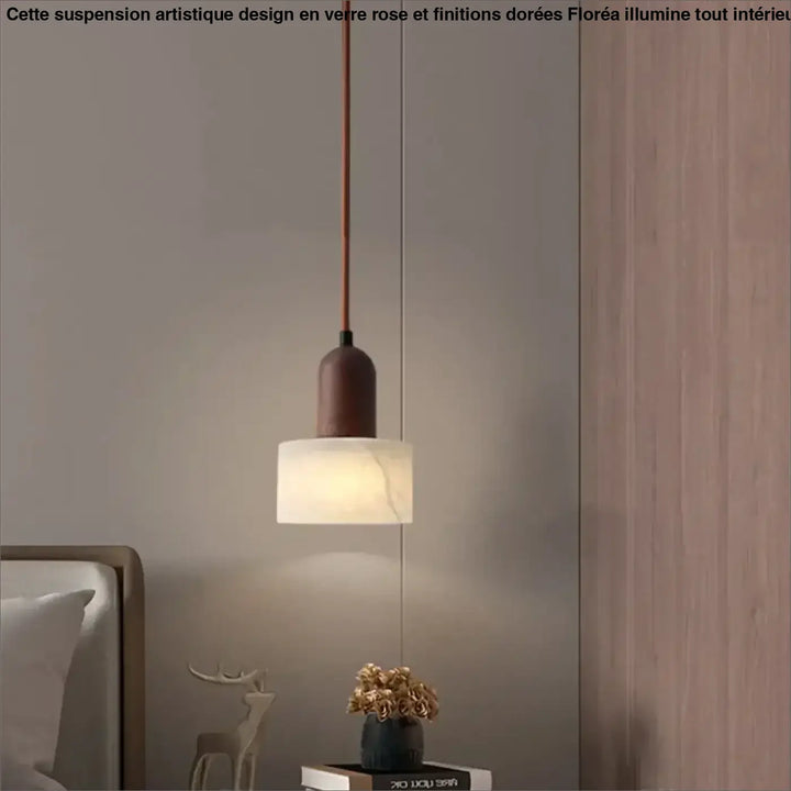 Suspension bois et marbre style scandinave design raffiné