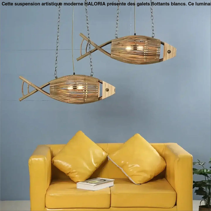 Woven Bamboo Fish Pendant Lights Restaurant Light Retro Bar Creative Teahouse Lamp Living Room Wall Decor Farm Hotel