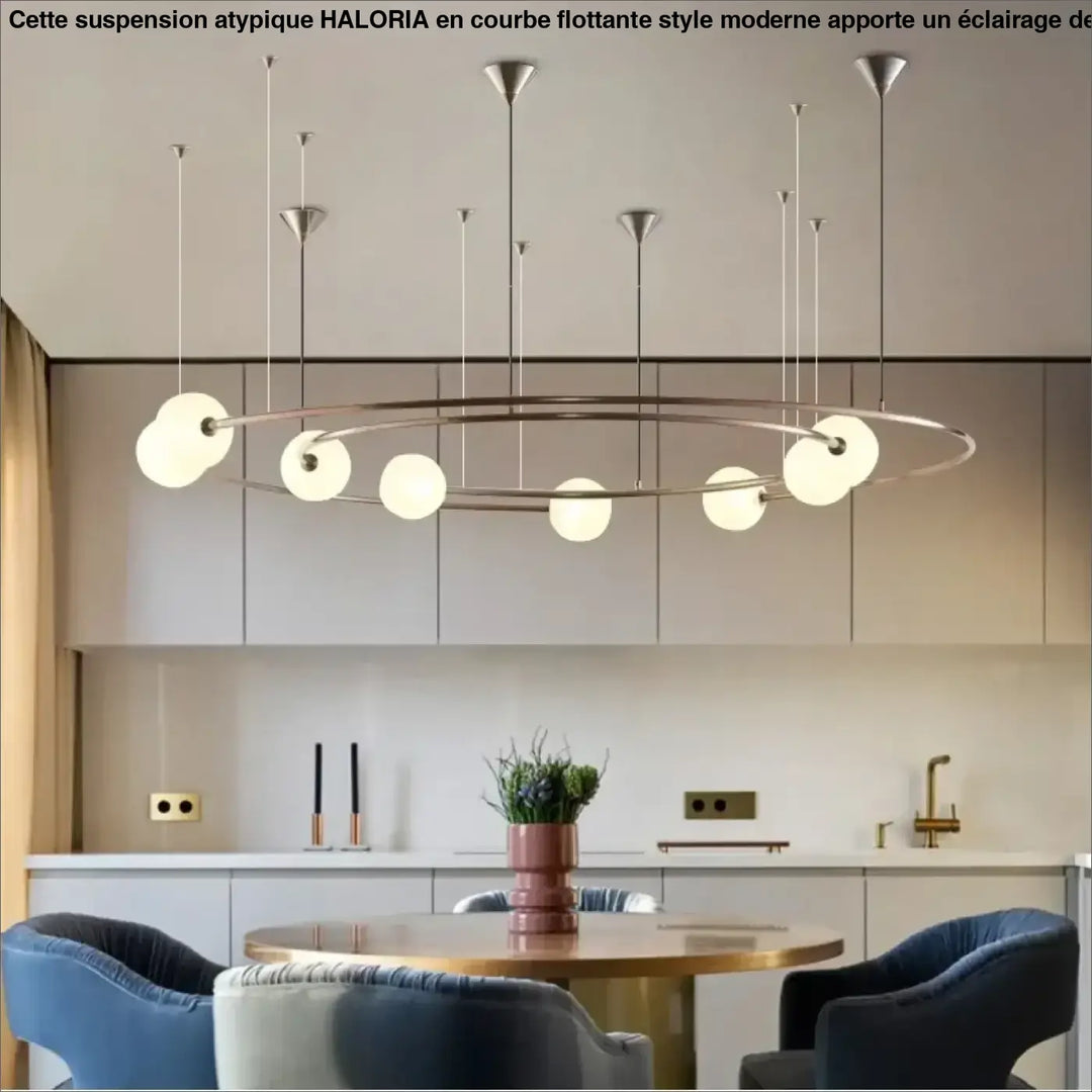 Suspension Design Anneau Aérien Avec Sphères Opales

