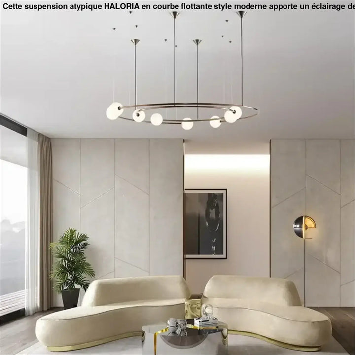 Suspension Design Anneau Aérien Avec Sphères Opales

