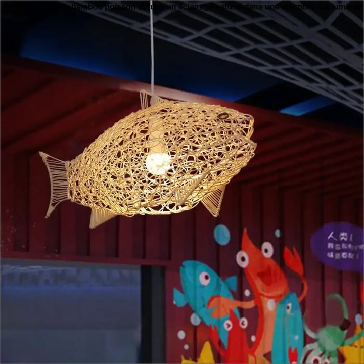 Nordic Modern Pendant Lights Creative Fish Art Bamboo Light Fixture LED Living Room Decor Hanging Lamps Kitchen