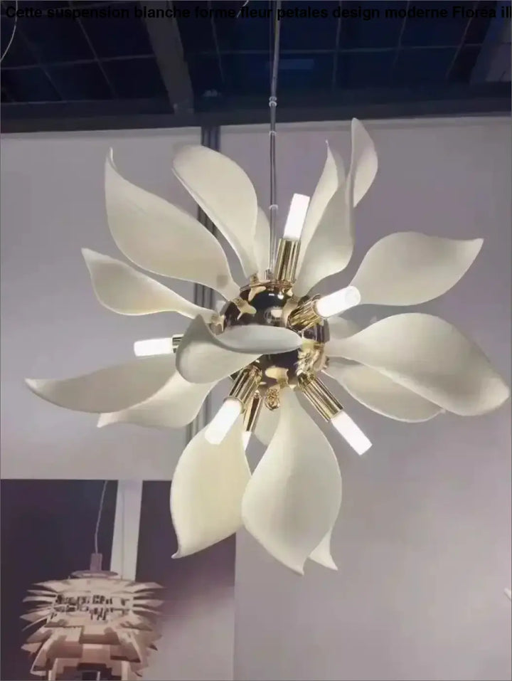 Suspension Blanche Forme Fleur Pétales Design Moderne Élégante