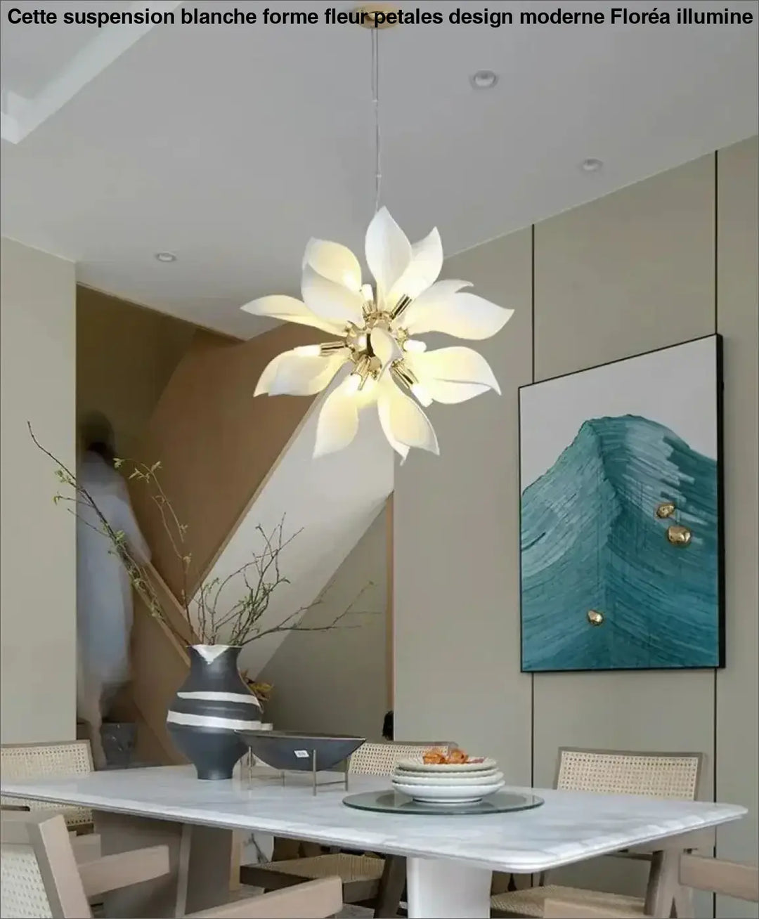 Suspension Blanche Forme Fleur Pétales Design Moderne Élégante