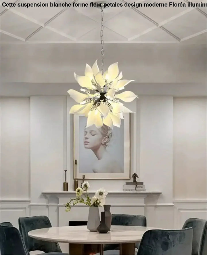 Suspension Blanche Forme Fleur Pétales Design Moderne Élégante