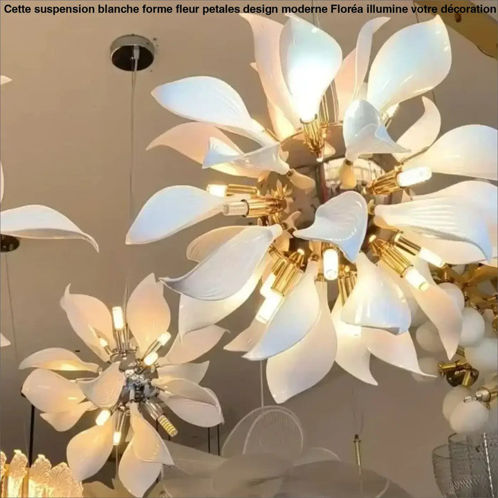 Suspension Blanche Forme Fleur Pétales Design Moderne Élégante