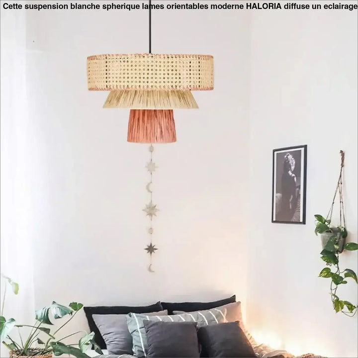 Suspension luminaire en rotin tressé au style nordique et élégant