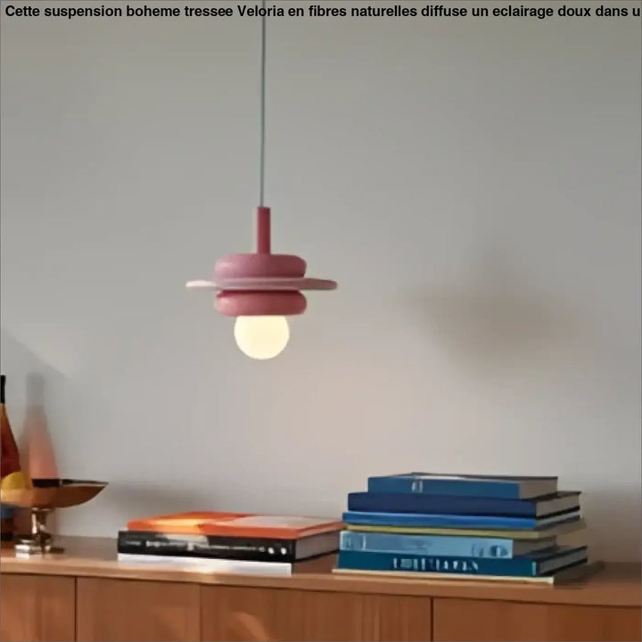 Suspension luminaire olya rose poudré avec design circulaire en couches et lumière chaude pour décoration intérieure