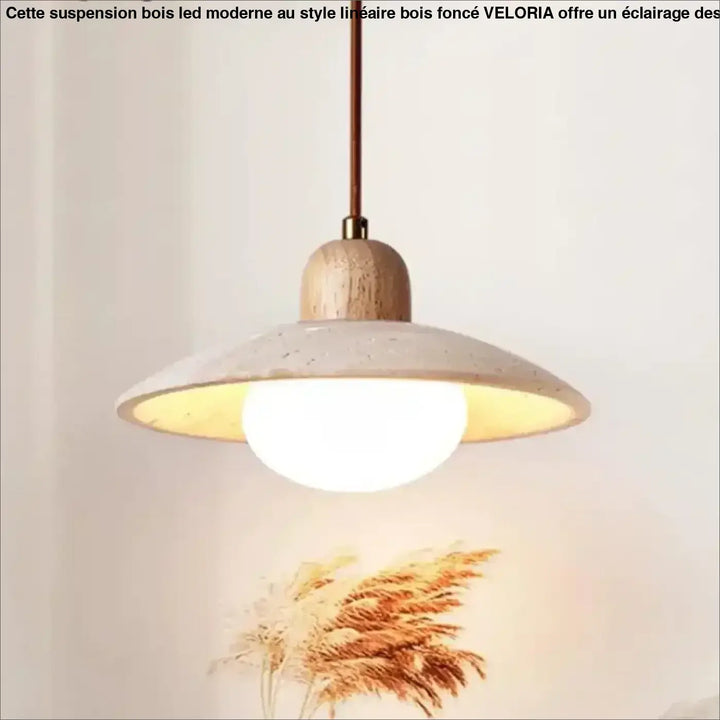 Suspension luminaire design moderne et nordique en pierre et bois