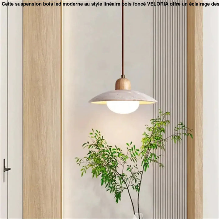 Suspension luminaire design moderne et nordique en pierre et bois