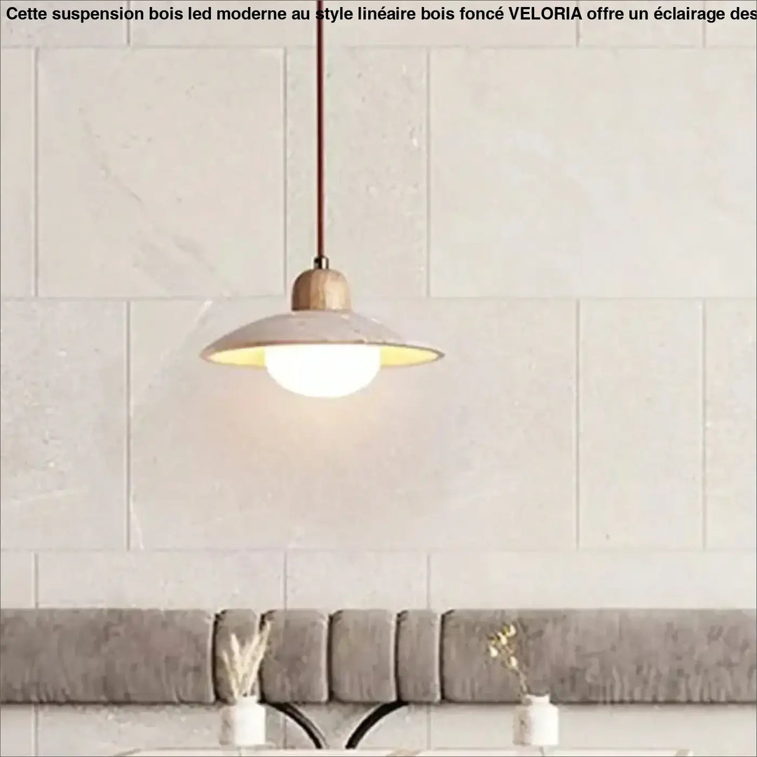 Suspension luminaire design moderne et nordique en pierre et bois