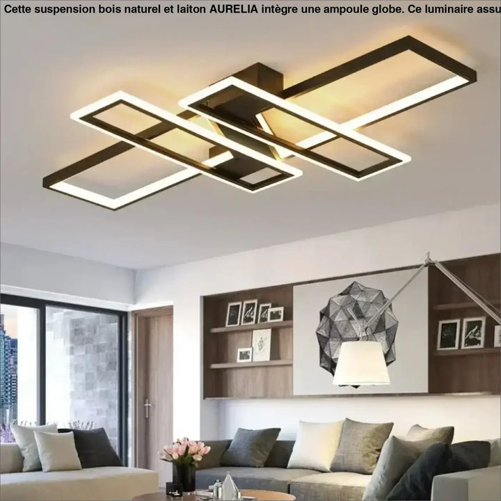 Plafonnier LED géométrique rectangulaire au style moderne minimaliste

